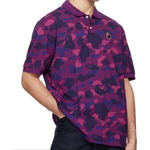 ★BAPE Relax Silhouette Side Shark Polo★ Bape Mix Camo Relaxed Side Shark Polo | Grailed
